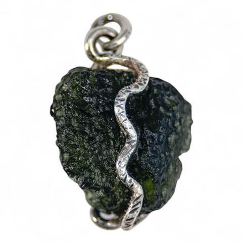 SERPENT, MOLDAVITE, PENDANT, SILVER 925/1000