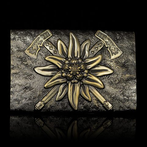 BELT BUCKLE EDELWEISS, BRASS