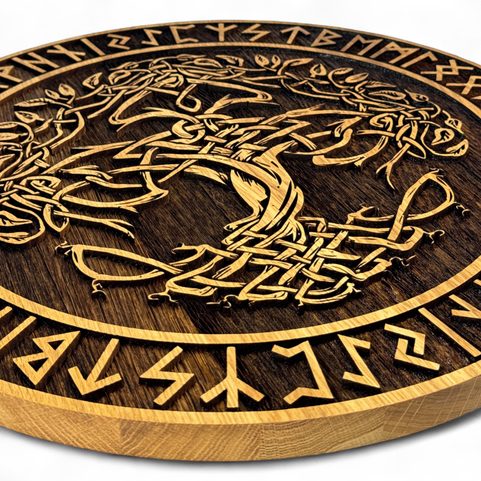 TREE OF LIFE - RUNES WALL DECORATION 45CM OAK