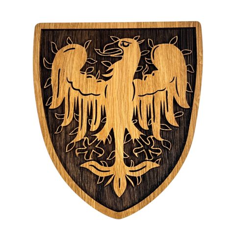 FLAMING EAGLE - PREMYSLID, COAT OF ARMS IN SHIELD 20CM