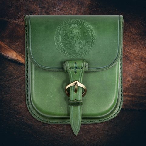 ALBA, SCOTTISH THISTLE, LEATHER BELT BAG - GREEN