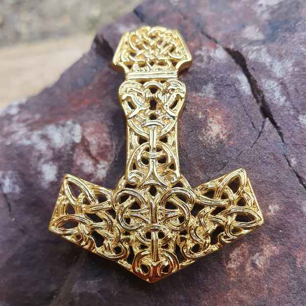 MJÖLNIR Thor's Hammer Pendant Gold plated vergoldeter Schmuck