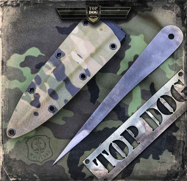 TOP DOG Throwing Knife + Tactical Sheath MULTICAM Drakkaria Throwing