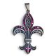 FLEUR DE LIS, luxury silver pednant with rubies Ag 925