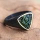 TRIANGLE, bague moldavite, argent