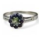 MOLDAU, ring with garnets and moldavite, silver 925/1000