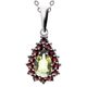 RONIA, pendant, Czech moldavite, garnet, silver 925