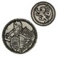 Château de Karlstejn et Lion tchèque, pièces de monnaie - zinc, argent antique