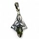 SHAMROCK, silver pendant, moldavite
