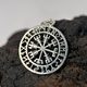 VEGVÍSIR - Icelandic rune, silver pendant, Ag 925, small