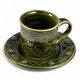 TASSE À EXPRESSO VERTE PLUS GRANDE AVEC SOUCOUPE