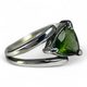 MOLDAVITE RING, trillion cut, sterling silver