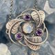 TRISKEL, Jugendstilschmuck, Halskette, Amethyst und Mondstein Ag 925/1000