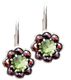 VESNA, Moldavite and Garnets, silver earrings Ag 925/1000