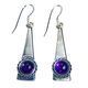 TRIANGLE - silver earrings, amethyst Ag 925