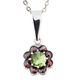 LOCKIE, pendant, Czech Moldavite, garnet, silver 925