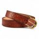 QUERCUS, Leather Belt with oak leaves, braun, bronze