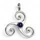 Triskel celtique, pendentif, améthyste, argent 925/1000