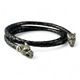 VIKING WOLF BRAIDED LEATHER BOLO, leather and pewter