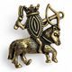 Vulve à cheval, broche de pèlerin médiéval, bronze