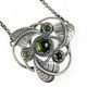 TRISKEL, Jugendstilschmuck, Halskette, Moldavit Ag 925/1000