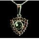 CENTAURI, Moldavite, garnet, silver pendant