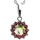 MILA, pendant, Czech Moldavite, garnet, silver 925