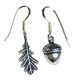 FEUILLE DE CHÊNE et GLAND, boucles d'oreilles argent 925/1000