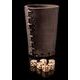 LEATHER DICE CUP black and 6 bone Dice