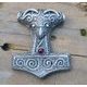 Thor's Hammer - Mjölnir, Scania, pendant, silvered tin, garnet