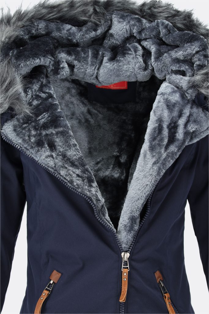 Dámska zimná bunda s asymetrickým zapínaním tmavomodrá | Bundy | Trendova.sk