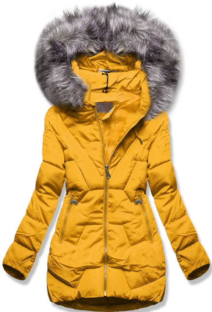 Zimní bunda s kapucí žlutá | Zimní bundy | Trendova.cz