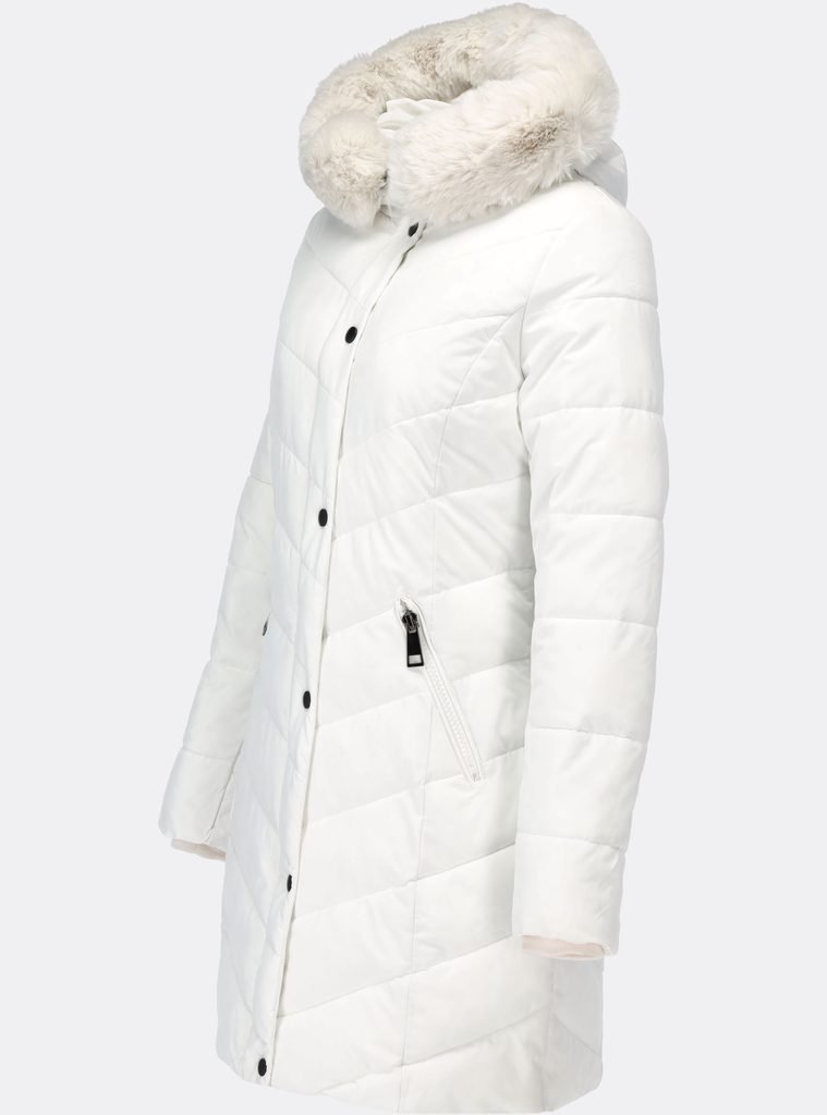 Dámska prešívaná zimná bunda s kapucňou biela | Zimné bundy | Trendova.sk