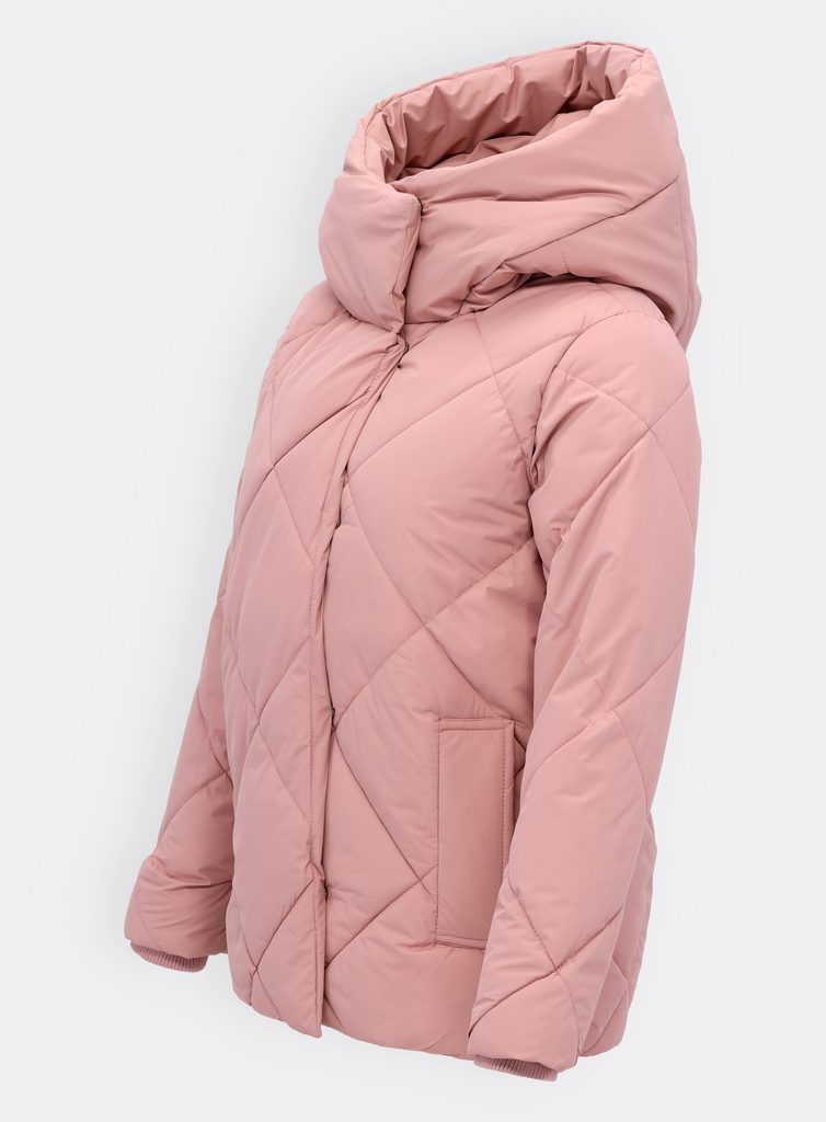 Dámska prešívaná bunda s kapucňou púdrová | Zimné bundy | Trendova.sk