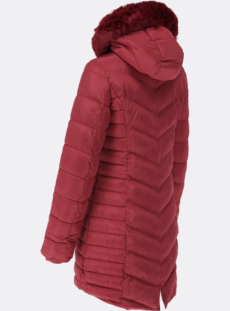 Dámska prešívaná zimná bunda s kapucňou vínová | Zimné bundy | Trendova.sk