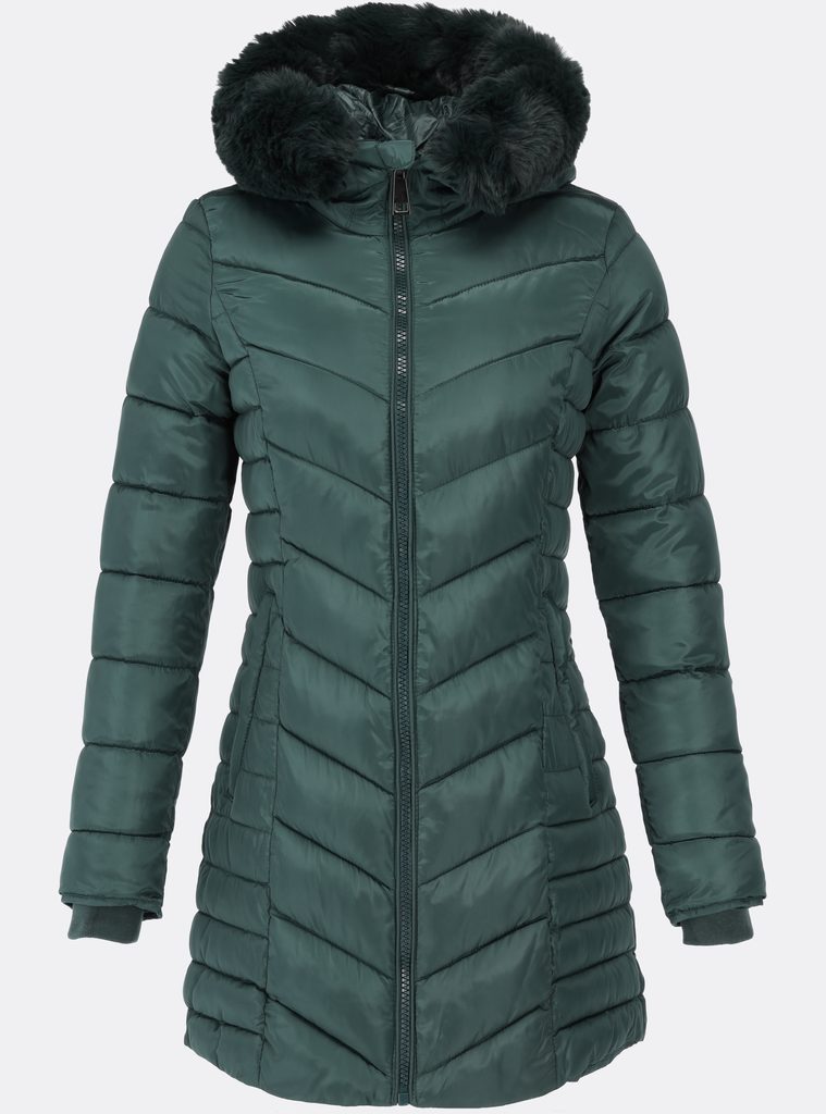 Dámska prešívaná zimná bunda s kapucňou zelená | Zimné bundy | Trendova.sk
