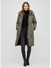 Dámská dlouhá prošívaná bunda s kapucí olivová