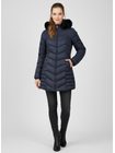Dámska prešívaná zimná bunda s kapucňou tmavomodrá