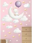 Zajačik s balónikom sediaci na mesiačiku