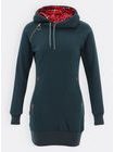Dámska predĺžená mikina s kapucňou tmavozelená