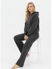 Dámska rebrovaná tepláková súprava s kapucňou grafitová