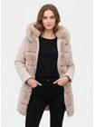 Dámska prešívaná bunda s opaskom krémová