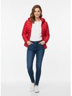 Dámská lesklá prošívaná bunda červená