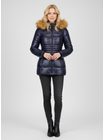 Dámská lesklá prošívaná bunda tmavě modrá