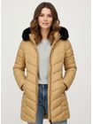 Dámská prošívaná zimní bunda s kapucí béžová