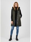 Dámská prošívaná vesta s kapucí tmavě zelená
