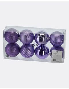 Fialové vianočné gule v krabičke