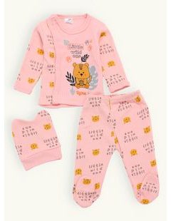 Dojčenské rebrované pyžamo TIGRÍK púdrové