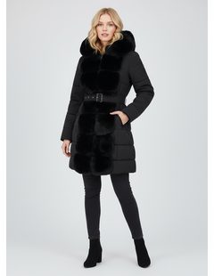 Dámská prošívaná bunda s páskem černá