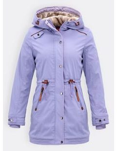 Dámská zimní bunda s kožešinovou podšívkou světle fialová